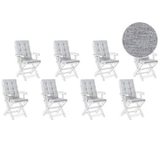 Set di 8 cuscini per sedile/schienale per sedie da esterno con lacci grigio melange giardino esterno