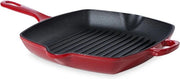 Grillpan in acciaio inossidabile smaltato, antiscivolo, PFAS-free, lavabile in lavastoviglie, rosso peperoncino