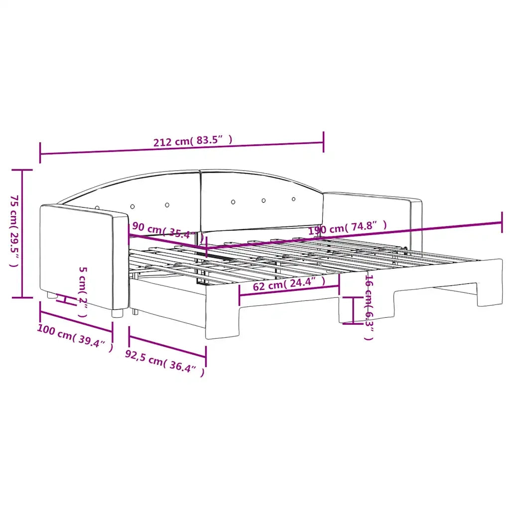 Divano Letto con Letto Estraibile-Sofa Letto-Daybed Grigio Scuro 90x190cm Velluto 898795