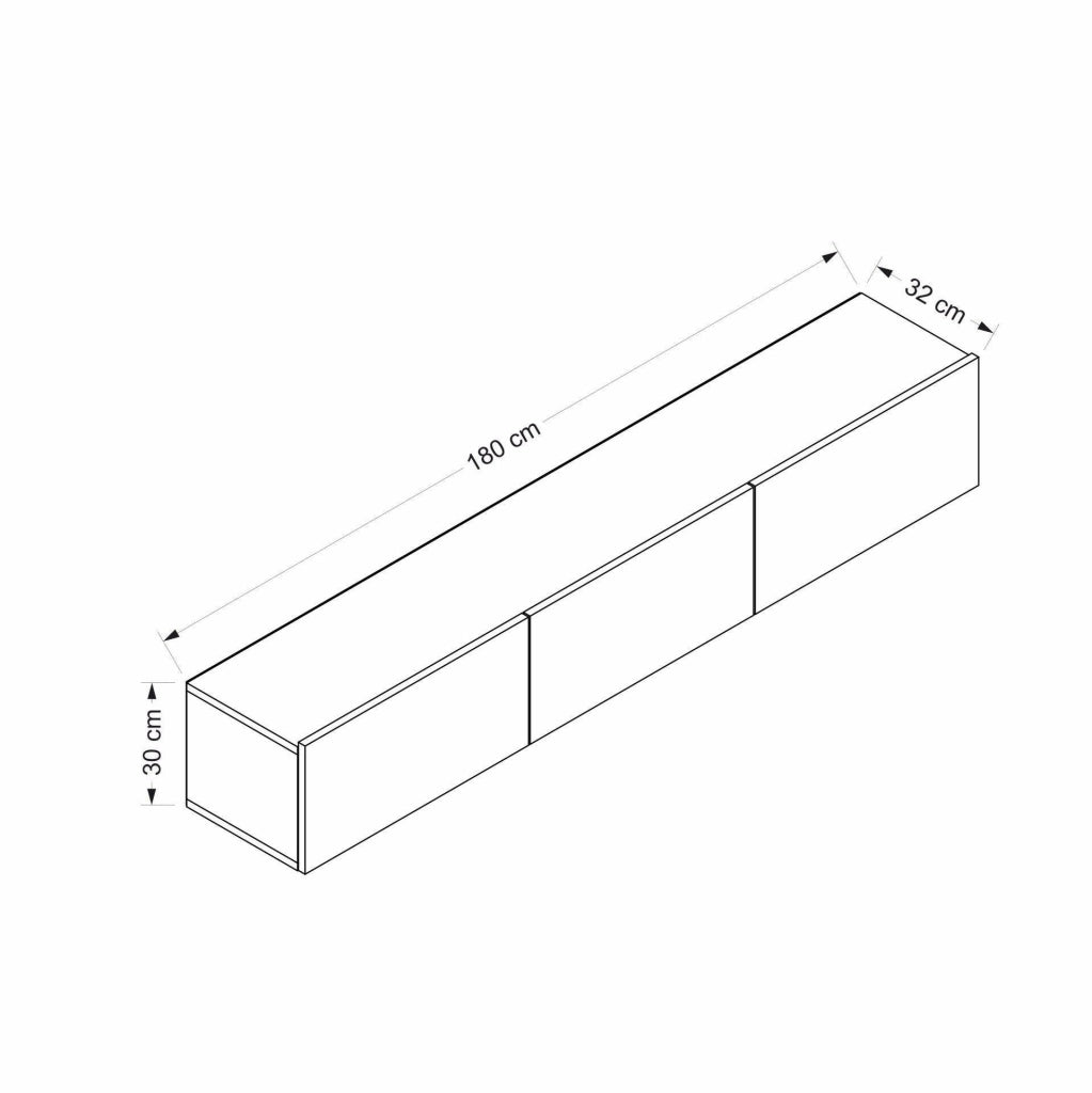 Barzago, Mobile Porta tv un Ripiano, 180x32x30h cm Bianco