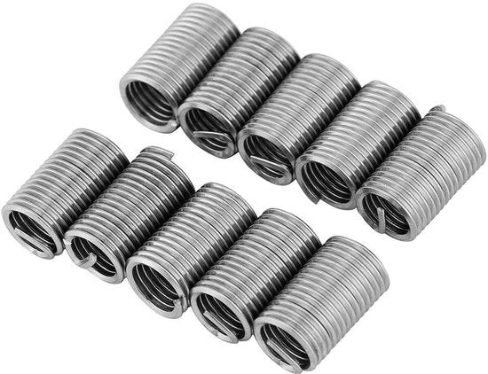 Set di riparazione a 10 pezzi in acciaio inox 304 - M8x1.25x3D - Tecnologia di fissaggio - Resistenza all'usura migliorata - Disegno assorbente gli urti - Confezione con vite a maniglia