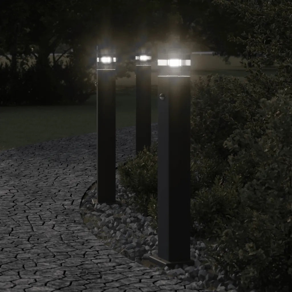 Lampada da Terra per Esterni con Sensore Nera 80cm in Alluminio CFW9889700