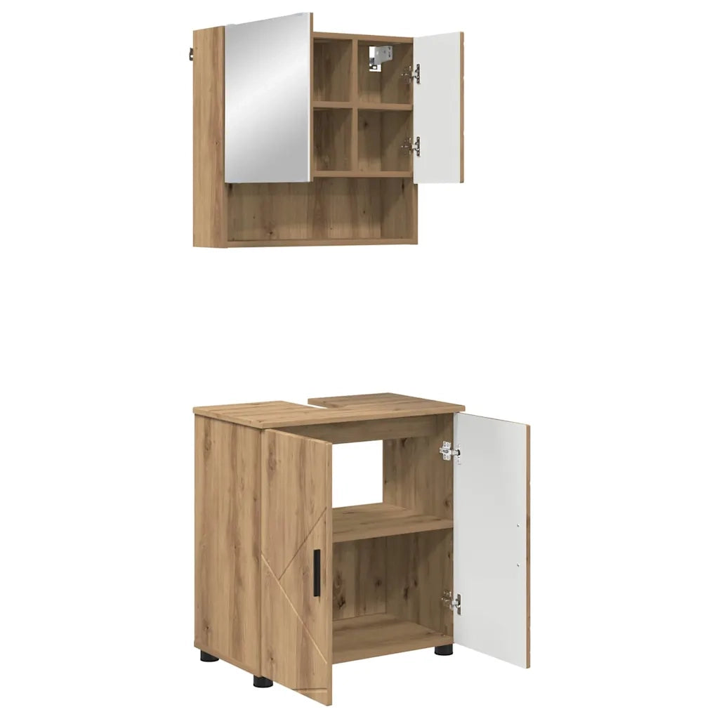 Set di mobili per il bagno con porta 2 pcs Rovere artigianale