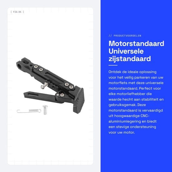 Standarizzazione Motorizzata Adattabile - Universale Sostegno Lato - Lega di Alluminio CNC - 6 Nivele di Regolazione di Altezza - Incluso Viti - Parcheggio Sicuro - Standarizzazione Motorizzata per Moto
