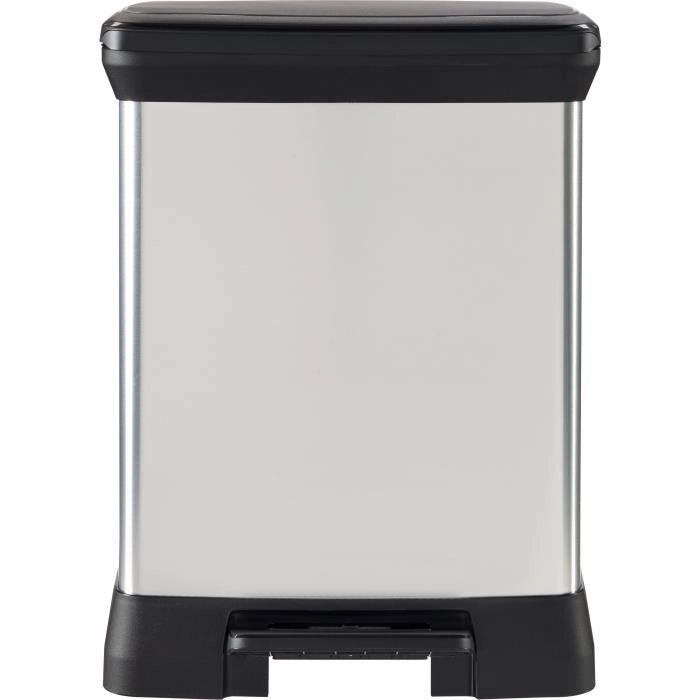 Pattumiera rettangolare - DECO BIN - CURVER - 50L - Design elegante - 39 x 29 x 51 cm - Grigio metallizzato