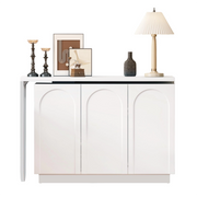 Scrivania angolare con mobile a 3 ante e ripiani girevole e pieghevole per ufficio in MDF 110×40×75 cm bianco