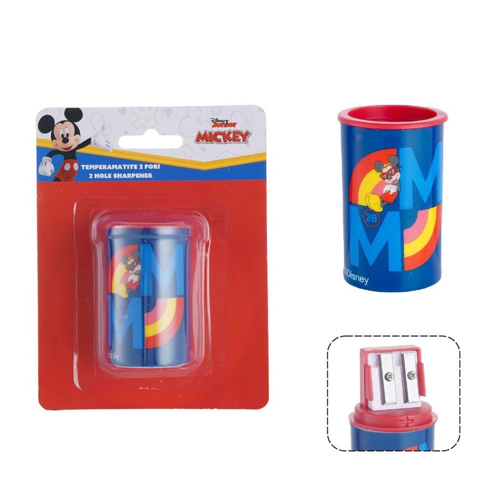 Trade Shop - Temperamatite Rotondo A 2 Fori Topolino Con Serbatoio Per Scuola Casa Bambini 961198 -