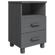 Comodino | Armadio da Notte | Mobiletto da notte HAMAR Grigio Scuro 40x35x62 cm Legno Massello di Pino
