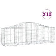 Cestini gabbioni recinzione a gabbia muro di contenimento ad arco 10 pezzi 200 x 50 x 60/80 cm ferro zincato argento 02_0040249