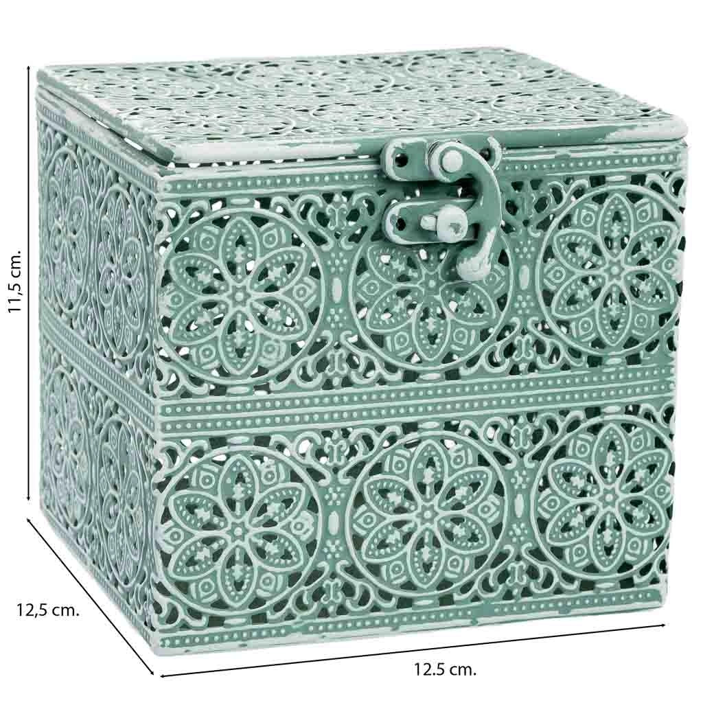 Scatola in metallo verde 12.5x12.5x11.5h cmh cm