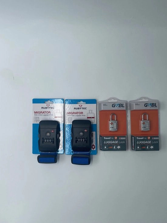 Cintura di valigia con slot TSA - Cintura per valigie - Cintura di viaggio - Cintura per bagagli - 183 cm Blu 2 pezzi e 2 numeri G&BL di chiusura
