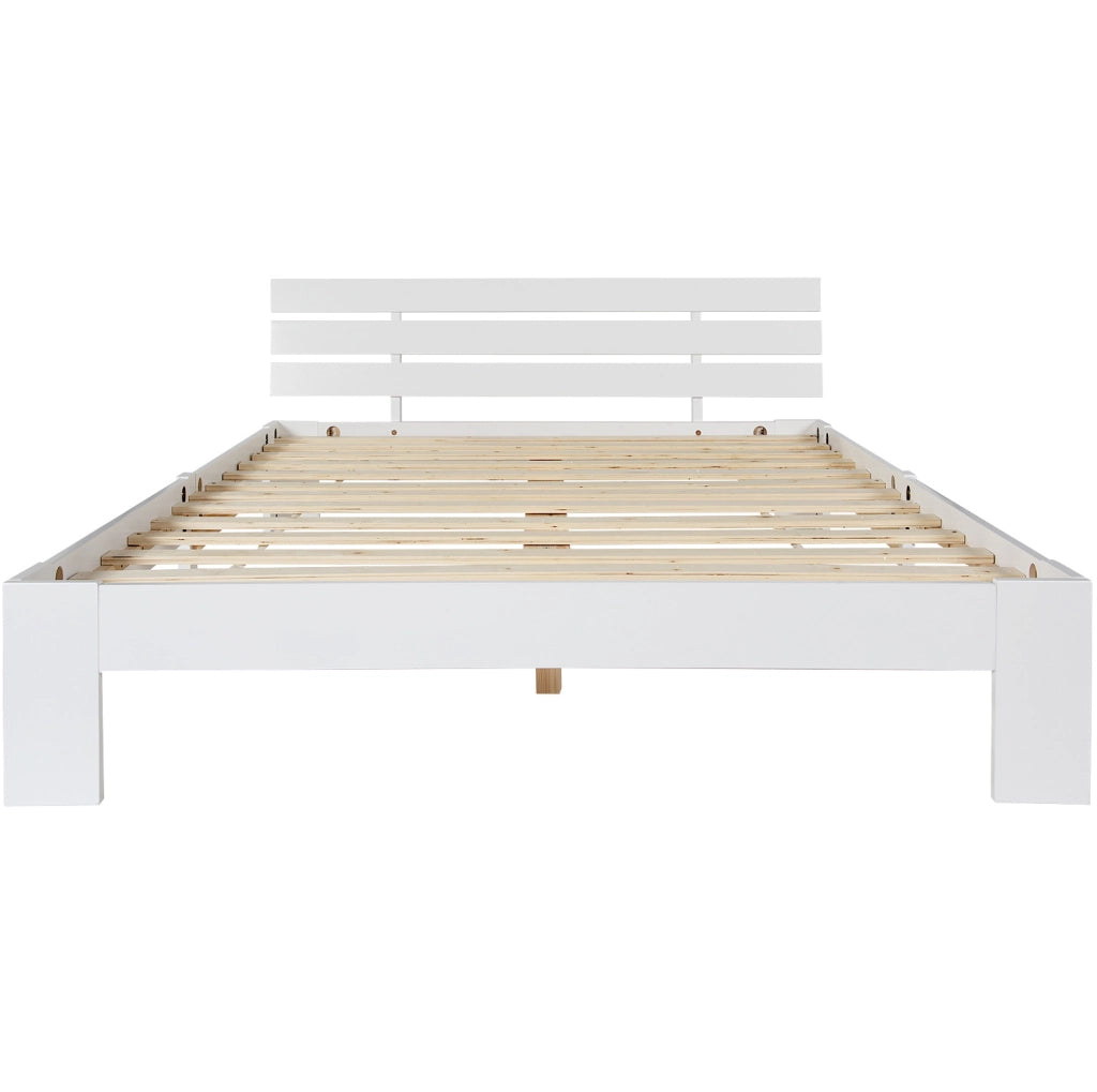 Letto matrimoniale 140x200 cm con rete a doghe; spazio sotto il letto; legno bianco (Senza materasso)