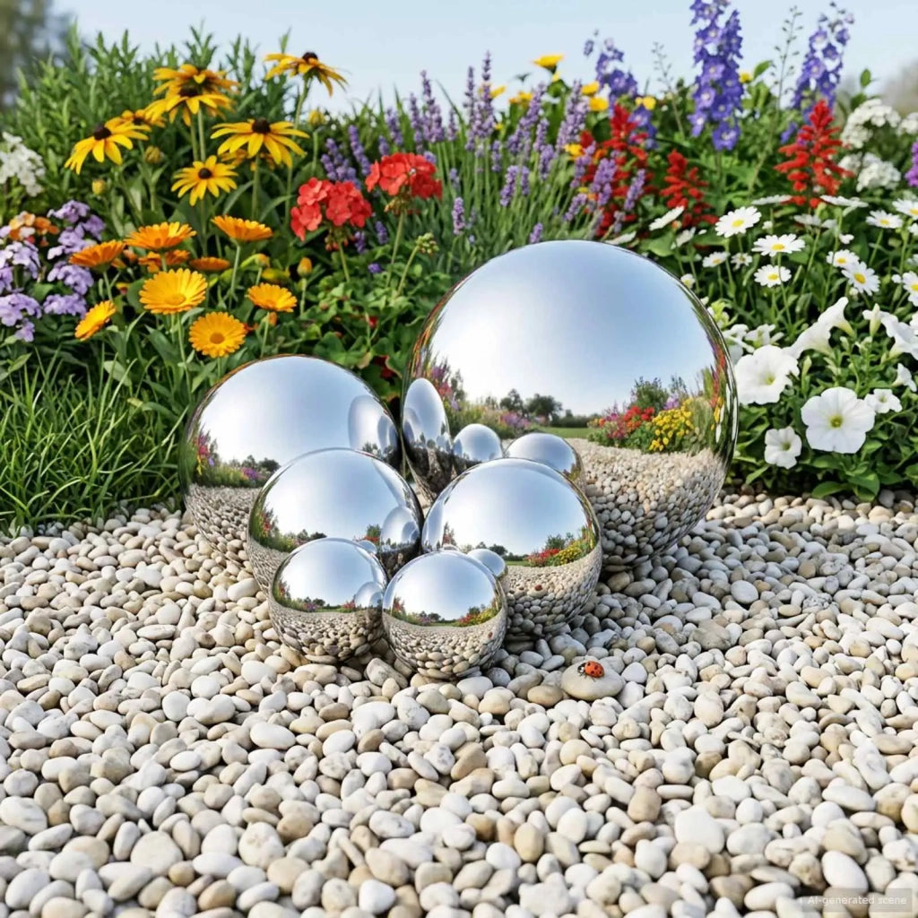 Palla a Specchio 6 pcs Ø 15 cm Argento Acciaio Inossidabile 201 42008431