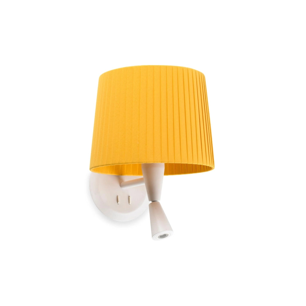 Faro Barcelona 64308-36 - SAMBA Lampada da parete con lettore bianca/bordata giallo