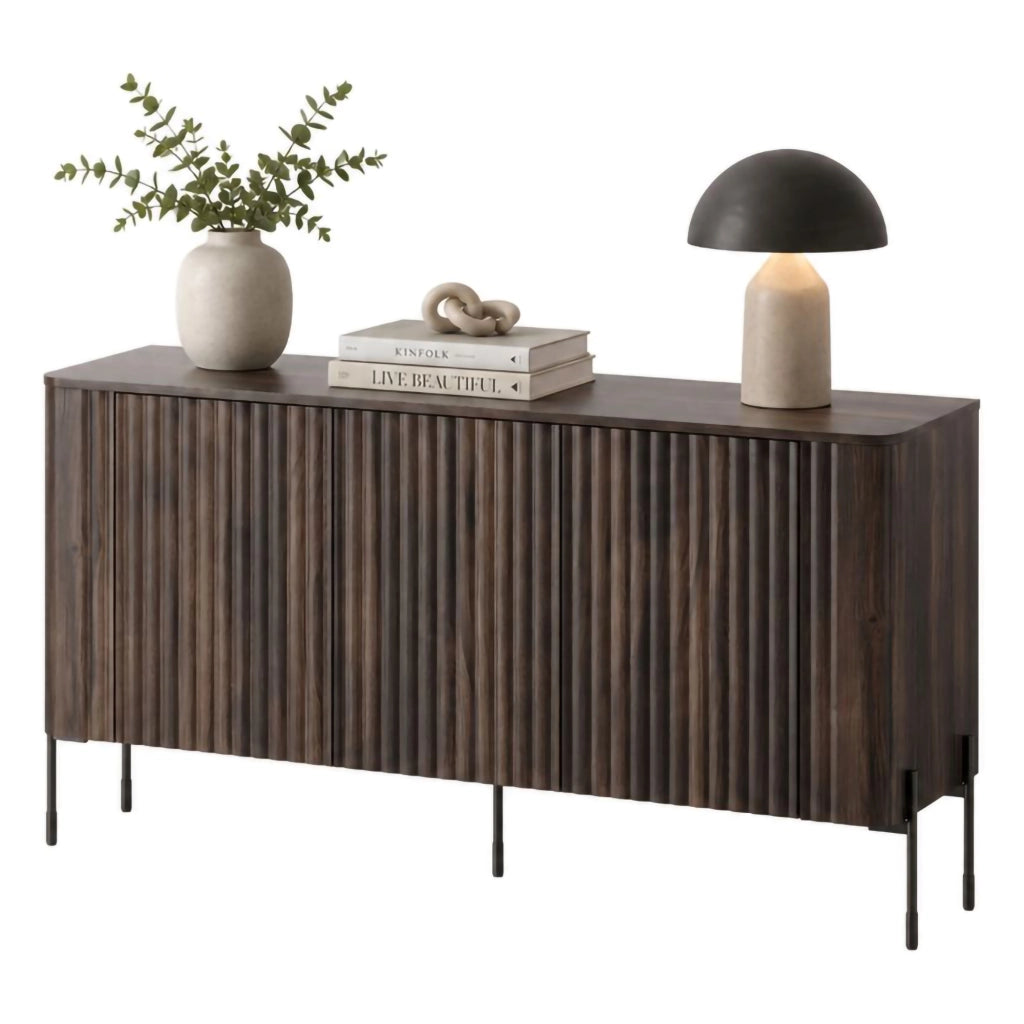Madia Susegana, Credenza 3 Ripiani, 150x40x80h cm Marrone Noce