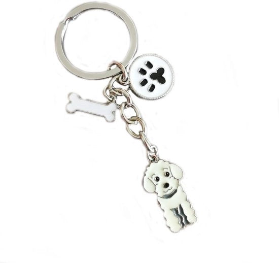 Chiocciola per auto e borsa con poodle bianco e piccolo