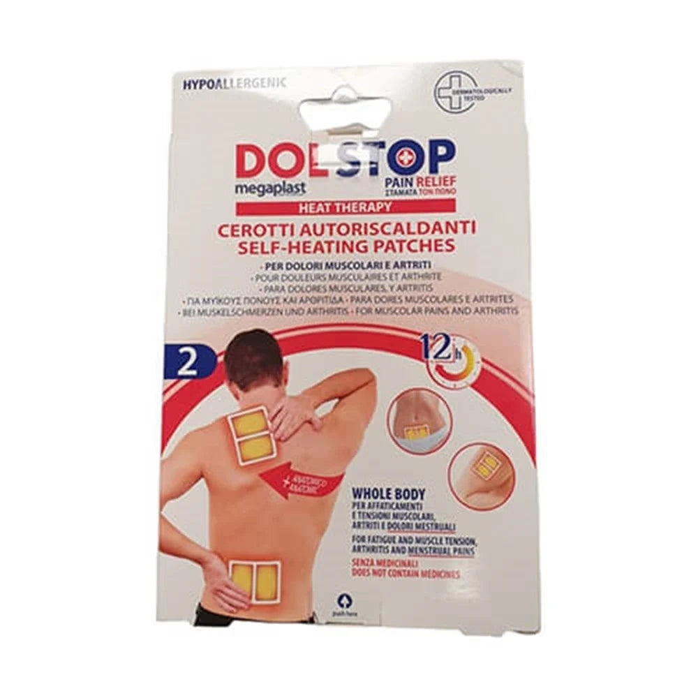 Trade Shop - Set 2 Pz Cerotti Autoriscaldanti Per Dolori Muscolari Artriti Corpo 12h Anatomico 164096 -