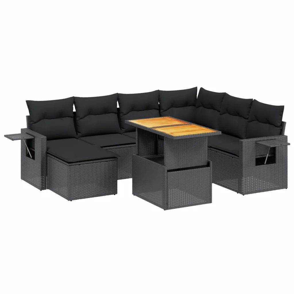 Set Divani da Giardino con Cuscini 8 pz Nero in Polyrattan 3271867