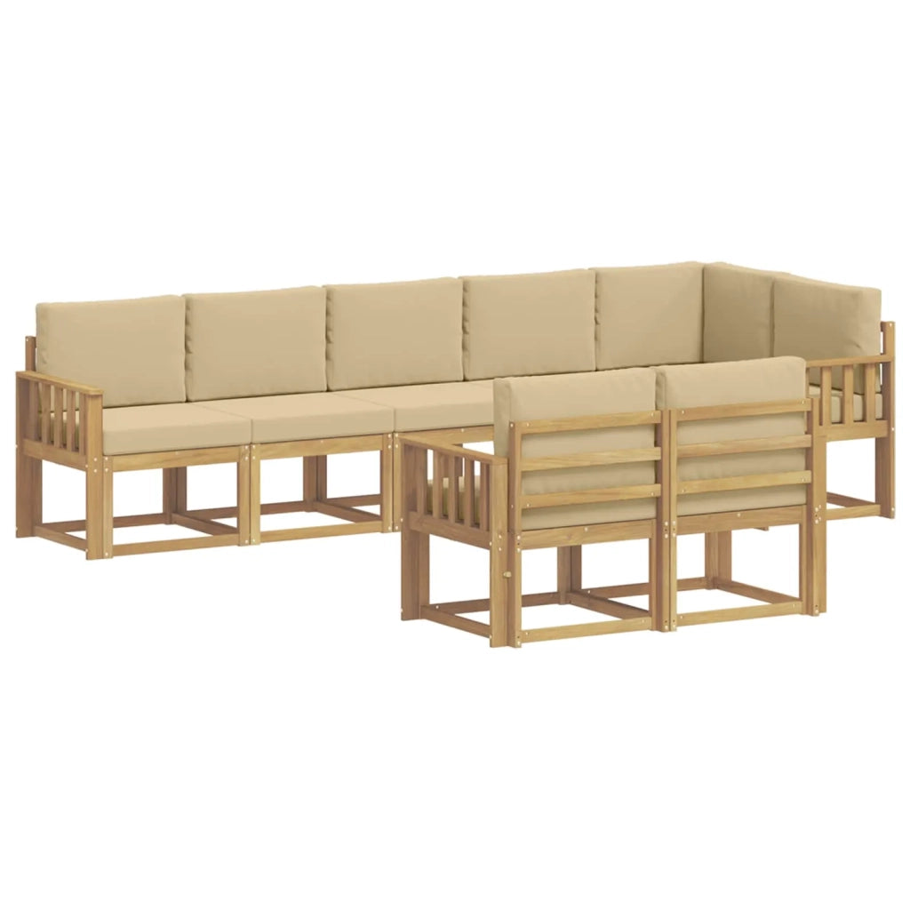 Set di divani da esterno 8 pz Bianco e Beige Poliestere 3387802