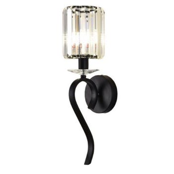 Applique Da Parete Nero Attacco E14 Lampada Muro Paralume In Vetro Metallo E36-1