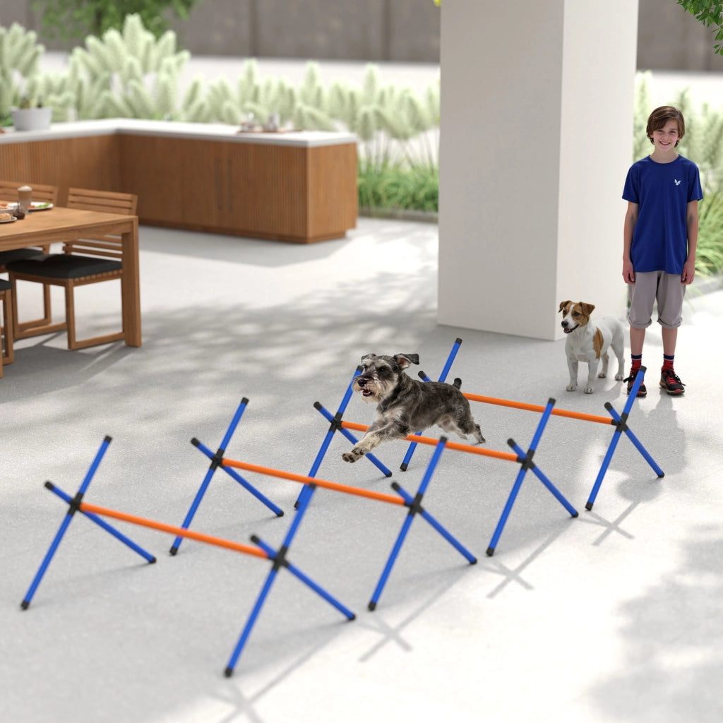 Kit Agility per Cani con Ostacoli Regolabili ¨C Xylo ¨C Portatile con Borsa Arancione
