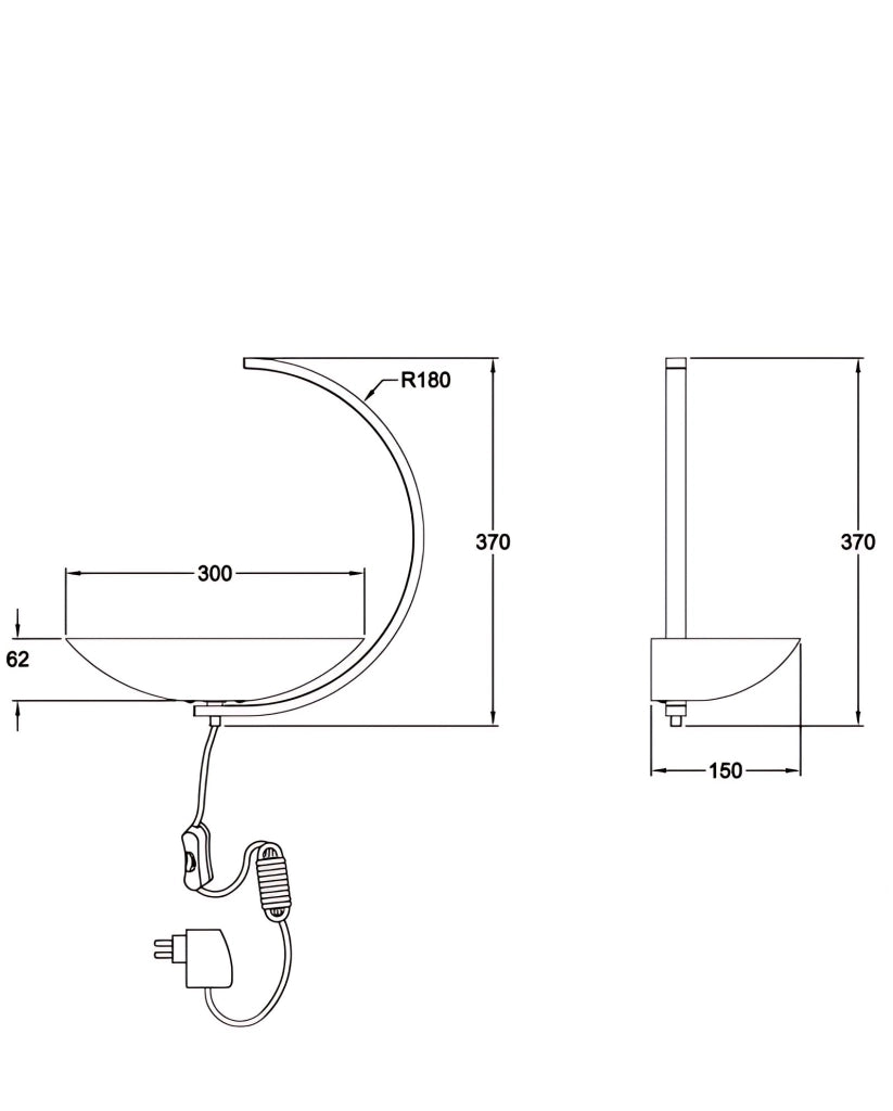 Lampada da Parete Roseg 9,5W LED Integrato 3000K, Struttura in Metallo e Legno Nero, Regolazione Luce al Tocco, IP20 - Roseg