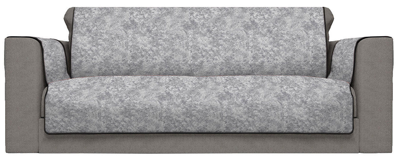 Copridivano con Copri Braccioli Seduta 60 cm in Poliestere e Cotone Grigio Scuro