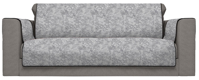 Copridivano con Copri Braccioli Seduta 60 cm in Poliestere e Cotone Grigio Scuro