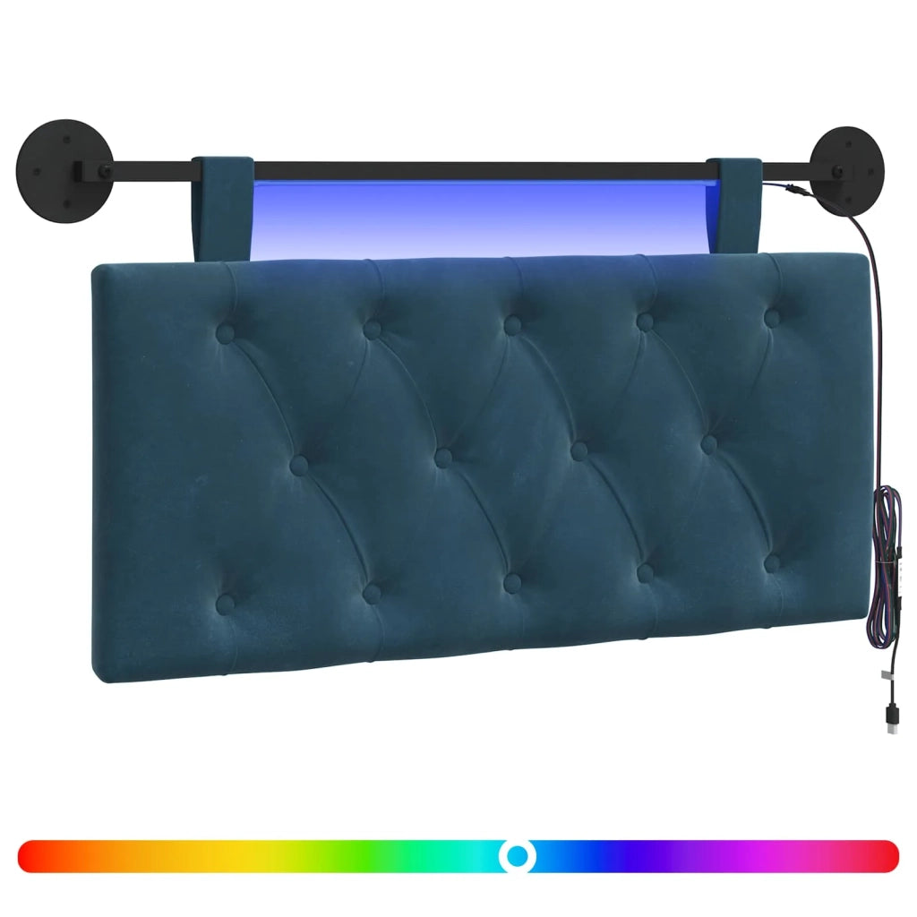 Testiera sospesa Con luce LED Blu Velluto 3424535