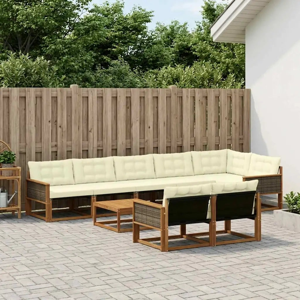 Set di divani da esterno con cuscino 9 pcs Naturale e Crema 3381514