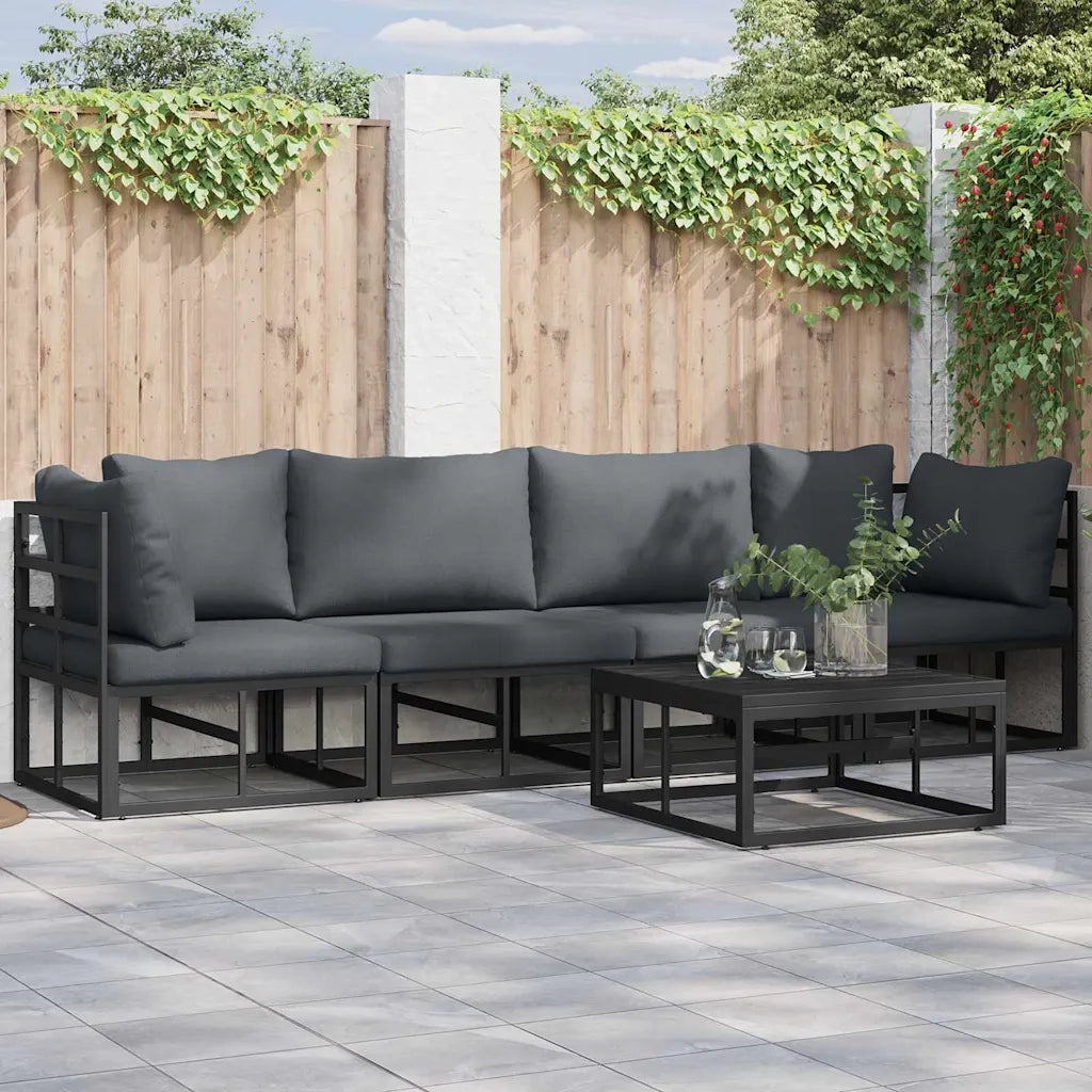 Set Divano da Giardino 5 pcs Nero Metallo 3378843