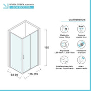 Box doccia angolare 70x120 cm Icon fisso + scorrevole con vetro trasparente