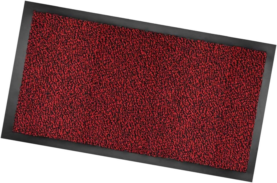 Zerbino Asciugapassi Antiscivolo 90x120 cm Tessitura Morbida Retro Gommato Bordeaux