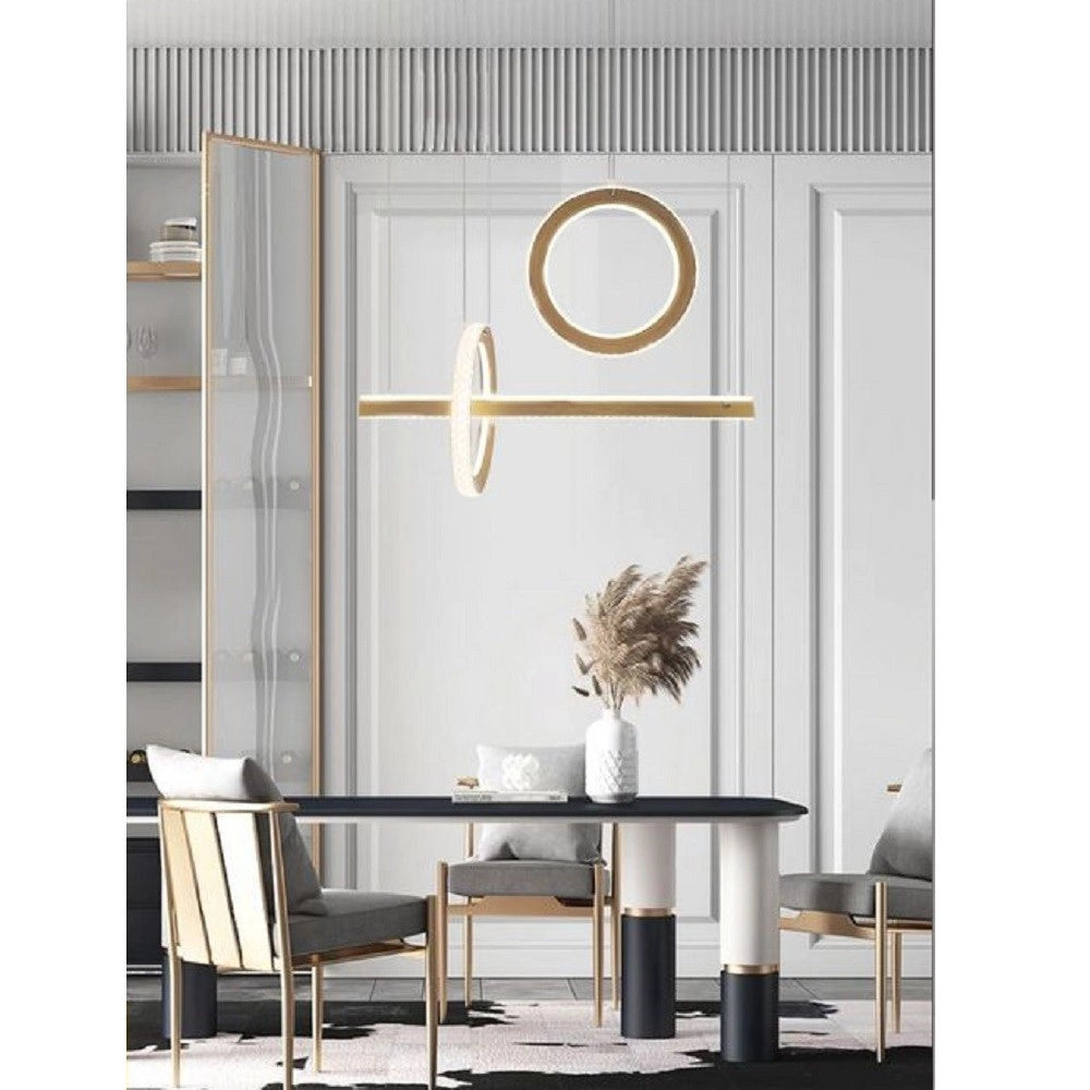 Trade Shop - Lampadario Led 80w A Sospensione Luce 6500k 4000k Effetto Cristallo Moderno Lp-23 -