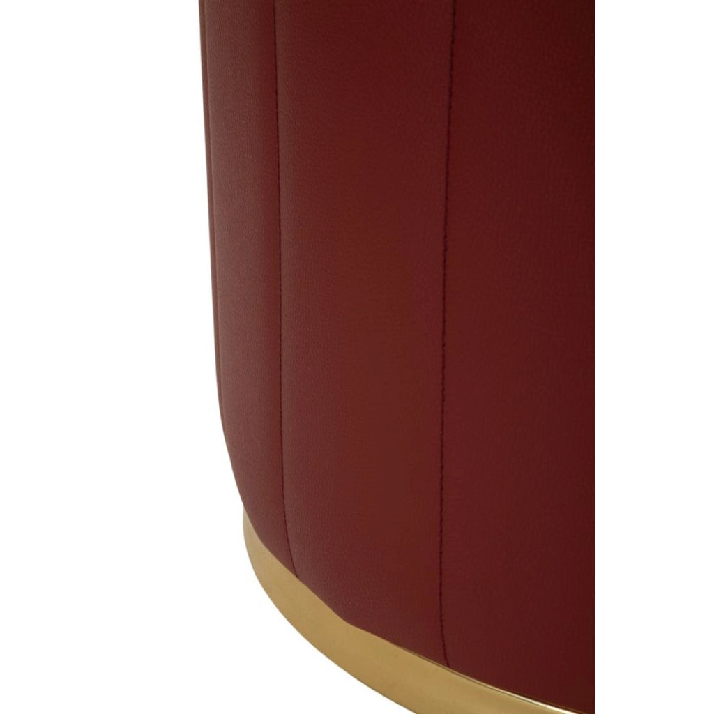 Pouf London in ecopelle rossa con dettagli oro