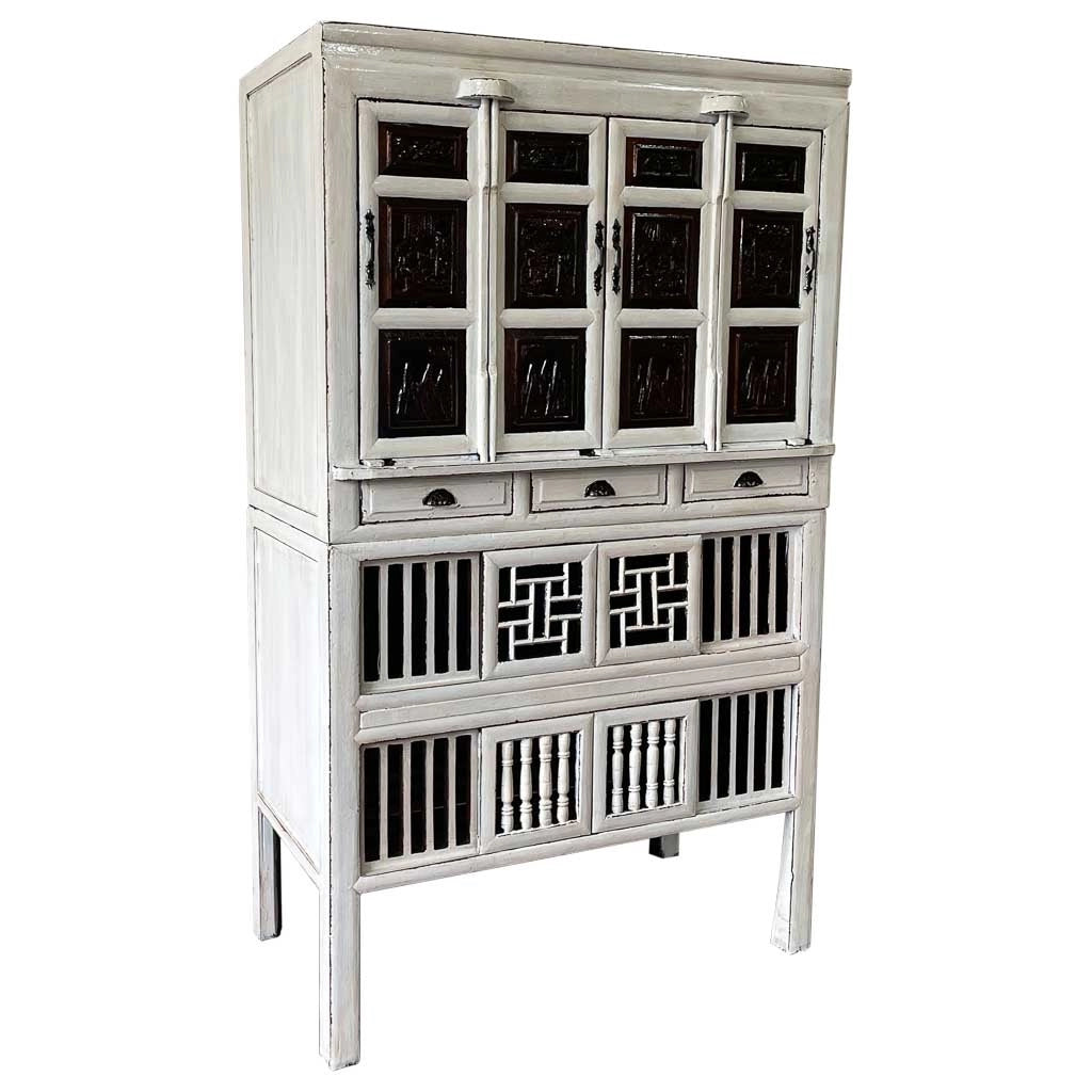 Mobile in legno bianco rifinito a mano 96x42x175