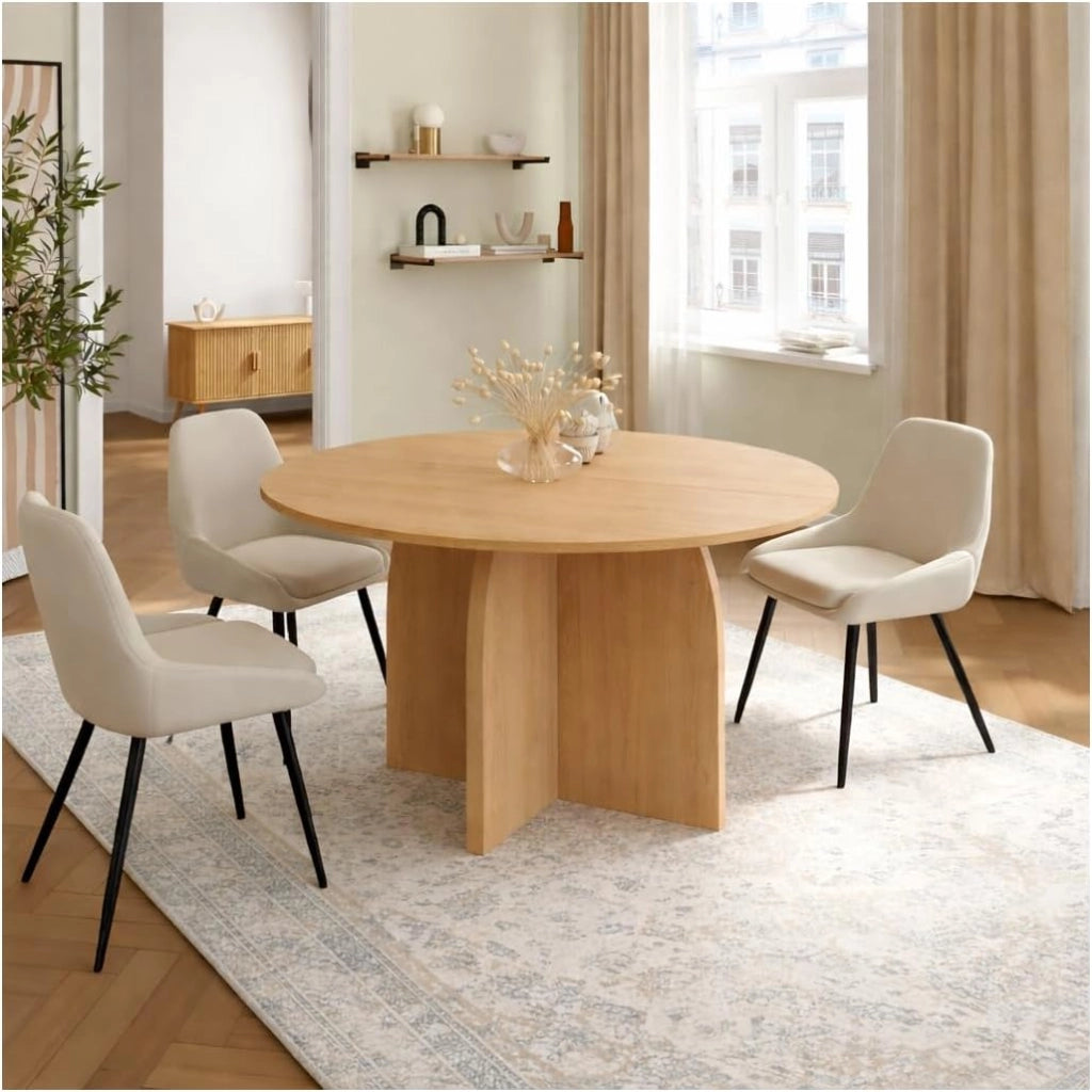 Tavolo da pranzo fisso rotondo ABY 6 persone in legno effetto faggio 110 cm