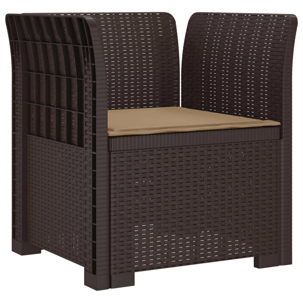 Sedia da giardino-Poltrona a 1 Posto con Cuscino Aspetto Rattan PP Marrone 939165