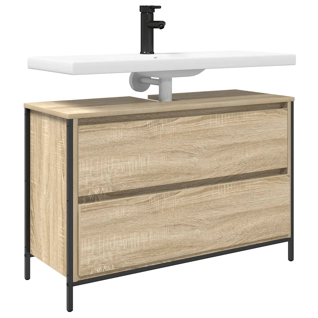 Mobile Lavabo da Bagno con Cassetti Rovere Sonoma 90x34,5x60 cm 861878