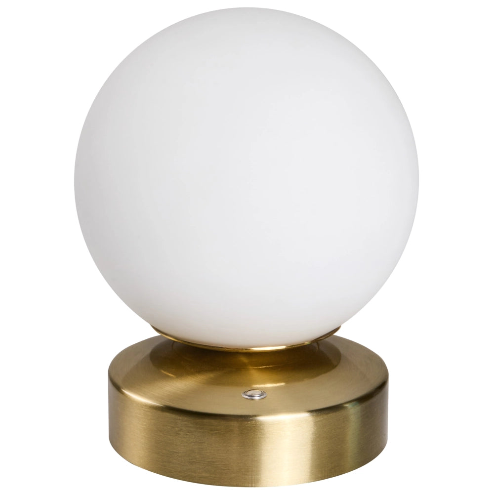 Lampada da parete a LED con paralume rotondo in vetro a forma di globo e base in metallo, con dimmer, bianca
