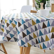 Tavolo coperto in stile scandinavo, tovaglia rotonda per tavolo rotondo, tovaglia di lino in cotone impermeabile per tavolo da buffet, festa, cena di vacanza, triangolo di colore.