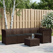 Divano da Giardino 5 Posti con Cuscini Stile Rattan PP Marrone 3444039