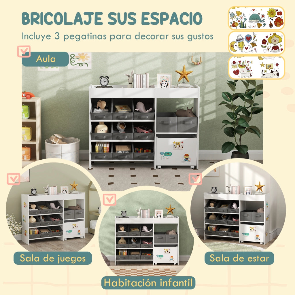 Scaffale Portagiochi con 11 Cassetti Estraibili ¨C Xylo ¨C Bianco 105x30x80 cm