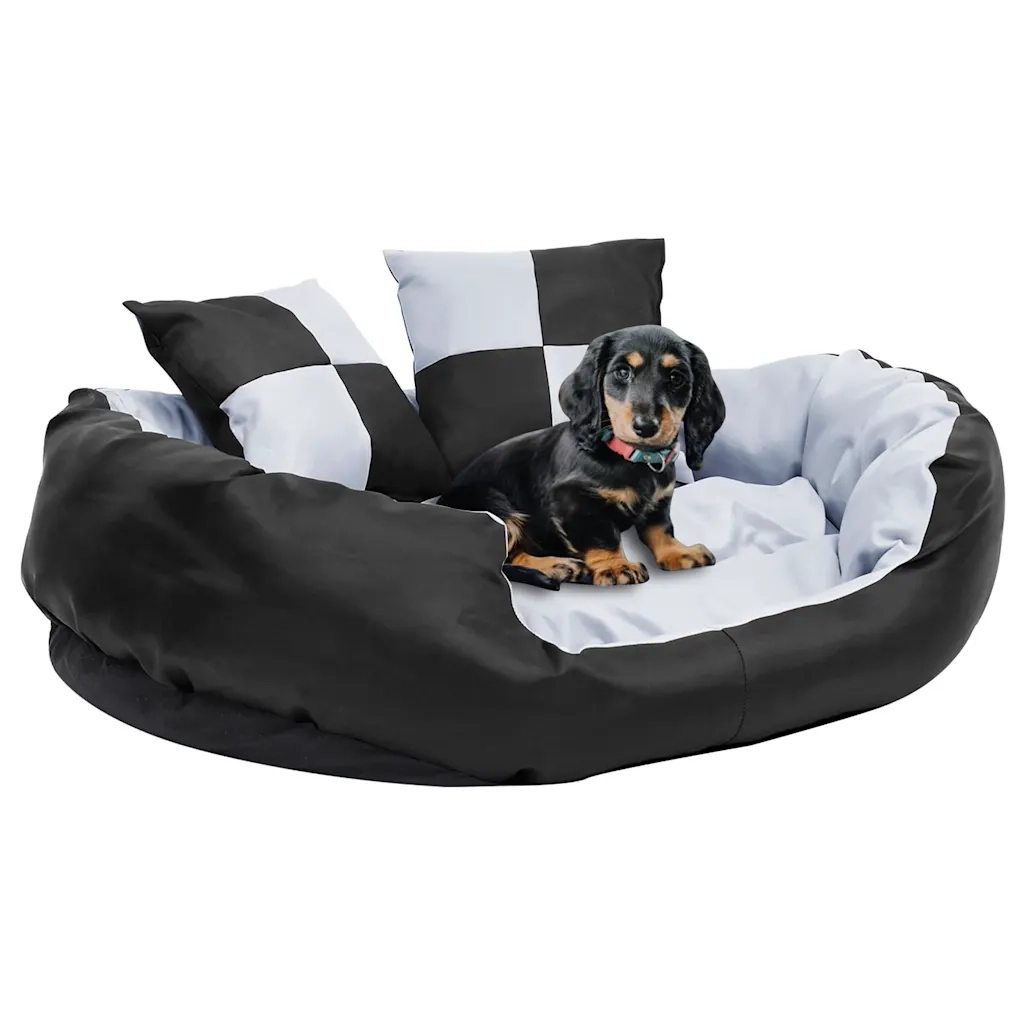 Cuscino per Cani Reversibile e Lavabile Grigio Nero 85x70x20 cm CFW2186869