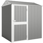 Casetta Box da Giardino 209x177x236 cm Superficie da 3,51m² con Prese d'Aria e Porta Bloccabile in Acciaio Argento