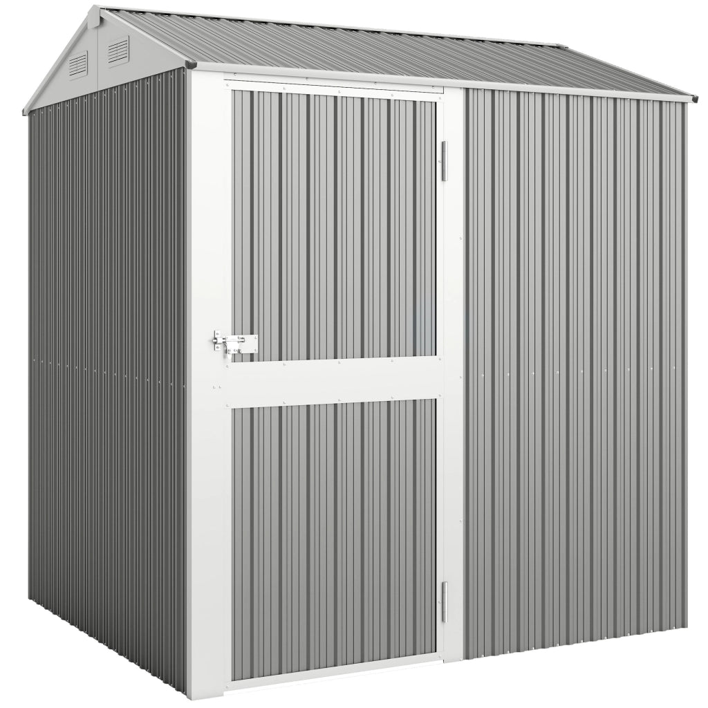 Casetta Box da Giardino 209x177x236 cm Superficie da 3,51m² con Prese d'Aria e Porta Bloccabile in Acciaio Argento
