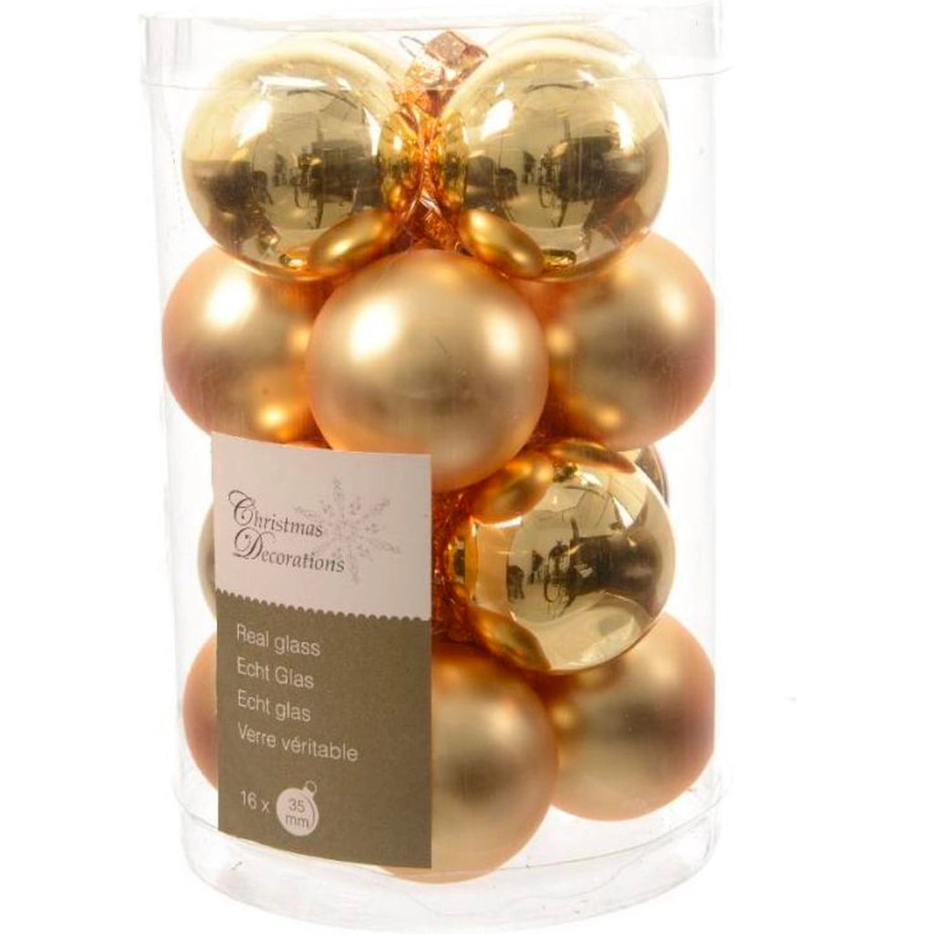 Confezione 16 palline di vetro oro Kaemingk