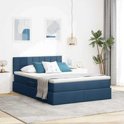 Letto con contenitore e LED con led Blu 140 x 190 cm Tessuto 3371147