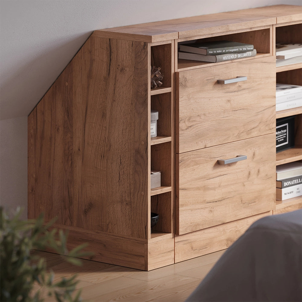 Mobile cucina sottotetto R-Line Rovere dorato/Rovere dorato 15 cm con 4 scomparti, carcassa 60 cm profondità Vicco