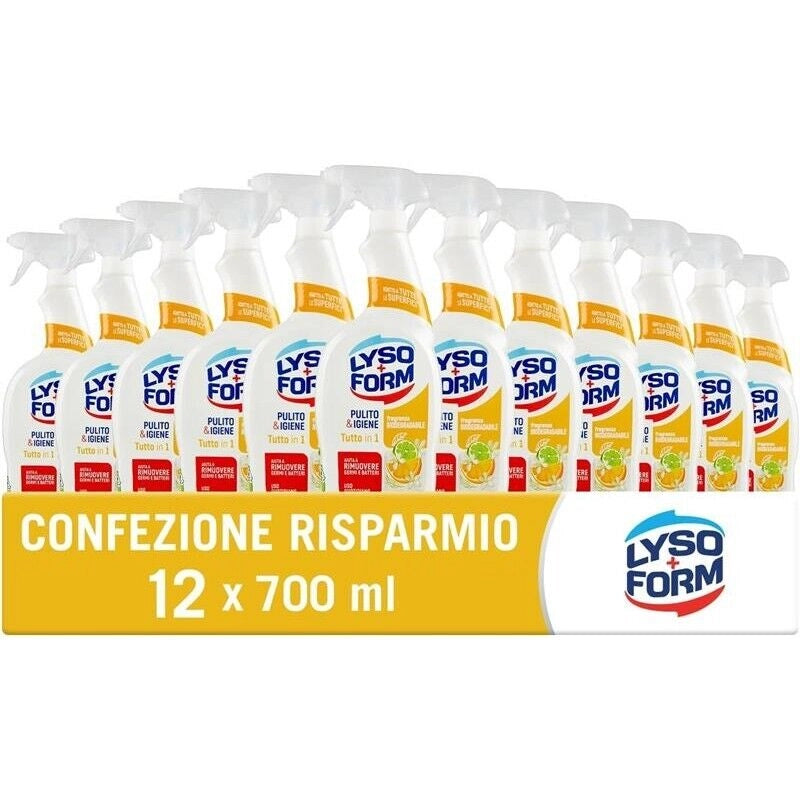 LYSOFORM SPRAY TUTTO IN 1 SET 12 PZ X 700 ML PULITO E IGIENE TE VERDE ARANCIA OKY
